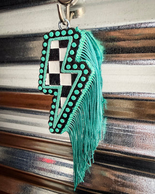 Tropical Thunder Checkered Lightning Car Freshie in Tropical Leather Scent