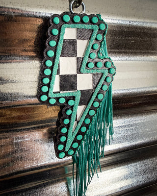 Tropical Thunder Checkered Lightning Car Freshie in Tropical Leather Scent