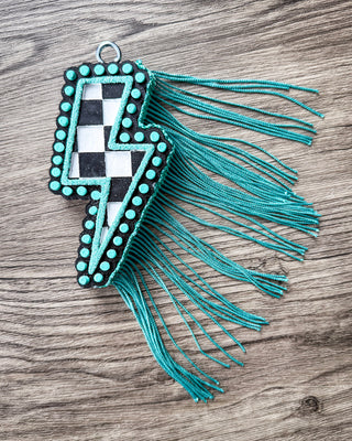 Tropical Thunder Checkered Lightning Car Freshie in Tropical Leather Scent