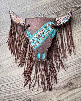 Fringe & Frosting Bull Skull Car Freshie in Pumpkin Cupcake Scent