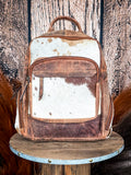 Front view of the Mountain Range Backpack on a wood background.