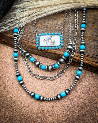 Stockyard Portrait Four Layer Stone Necklace