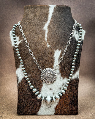 Sundial Spur Layered Concho Necklace