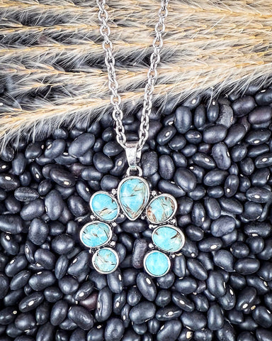 Rider Squash Blossom Chain Necklace - Turquoise