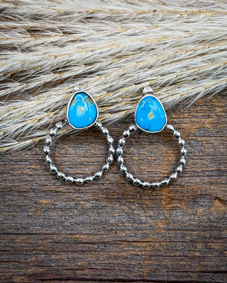 Matrix Drop Turquoise Beaded Hoop Earrings