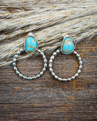 Matrix Drop Turquoise Beaded Hoop Earrings