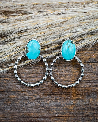 Matrix Drop Turquoise Beaded Hoop Earrings