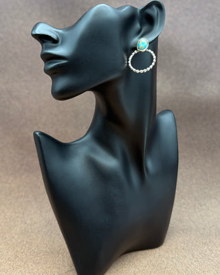 Matrix Drop Turquoise Beaded Hoop Earrings