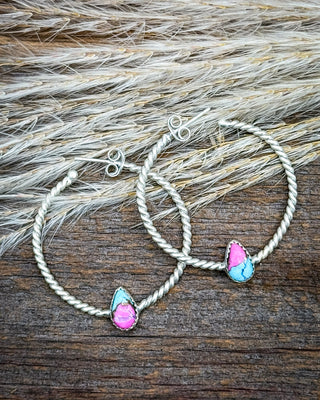 Dahlia Cotton Candy Sterling Silver Hoop Earrings