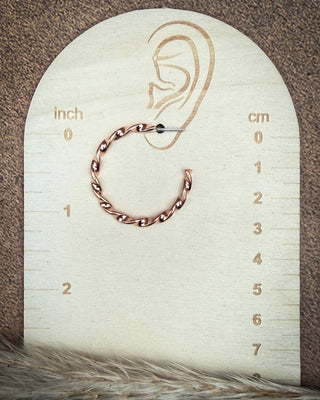 Twisted Copper Ribbon Hoop Earrings