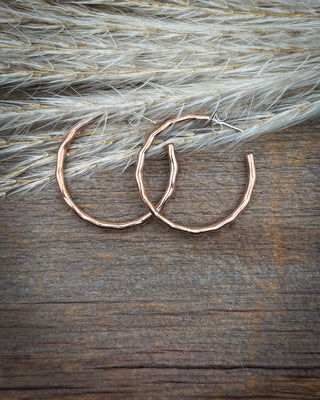 Sunstruck Hammered Copper Hoop Earrings