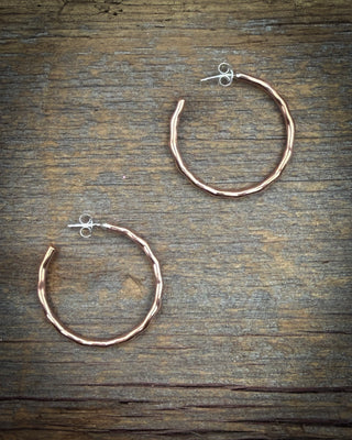 Sunstruck Hammered Copper Hoop Earrings