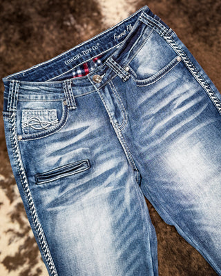 Famous Flannel Bootcut Jeans by Cowgirl Tuff