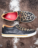 Kaia Twisted X Slip-On Kicks - Black and Cheetah on cowhide.