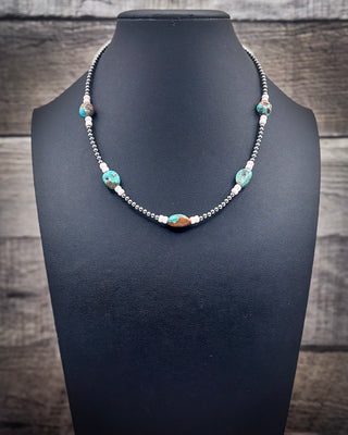 Livia Pink Conch and Turquoise Sterling Silver Necklace