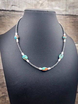 Livia Pink Conch and Turquoise Sterling Silver Necklace