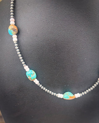 Livia Pink Conch and Turquoise Sterling Silver Necklace