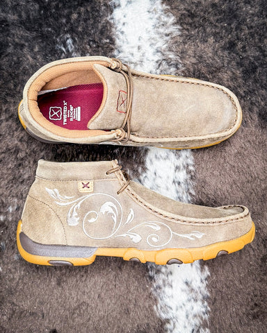 Elora Twisted X Chukka Driving Moc - Bomber on cowhide.