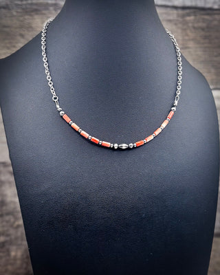 Desert Sunset Spiny Oyster Heishi Beaded Necklace