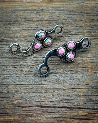 Pink Rosette Horse Bit Fashion Earrings