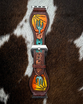 Saguaro Sunset Tooled Leather Smart Watch Band by American Darling