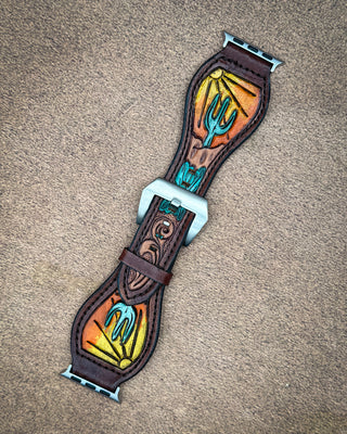 Saguaro Sunset Tooled Leather Smart Watch Band by American Darling