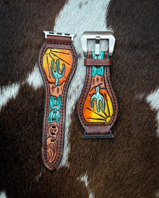 Saguaro Sunset Tooled Leather Smart Watch Band by American Darling