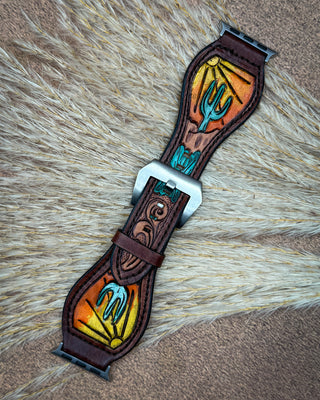 Saguaro Sunset Tooled Leather Smart Watch Band by American Darling