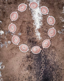 Sunfire Concho Chain Belt on cow hide.