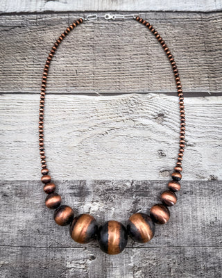 Westward Rise Graduated Copper Pearl Necklace