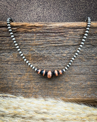 Silver Divide Sterling Silver & Graduated Copper Pearl Necklace