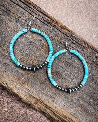 Rowan Variscite Hoop Earrings with Sterling Pearls