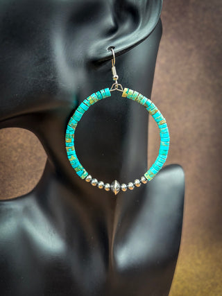 Rowan Variscite Hoop Earrings with Sterling Pearls