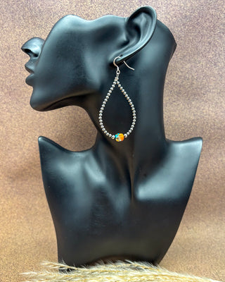 Marisol Turquoise and Spiny Oyster Teardrop Earrings