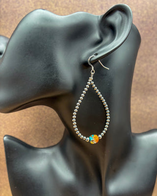 Marisol Turquoise and Spiny Oyster Teardrop Earrings