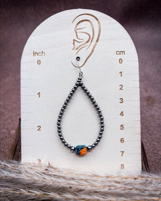 Marisol Turquoise and Spiny Oyster Teardrop Earrings