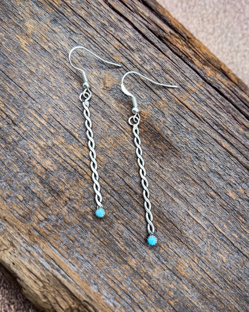 Dot Turquoise Twisted Wire Earrings by Katrina Tsosie