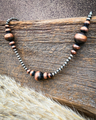 Sundown Balance Sterling Silver & Graduated Copper Pearl Necklace