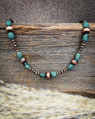Turquoise Crossing Turquoise & Copper Pearl Necklace
