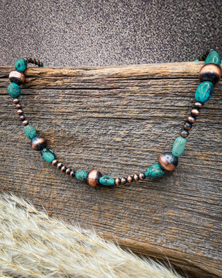 Turquoise Crossing Turquoise & Copper Pearl Necklace