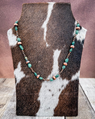 Turquoise Crossing Turquoise & Copper Pearl Necklace