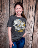 Honky Tonk Eagle Distressed Graphic Tee - Faded Black