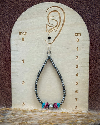 Violet Confetti Spiny Oyster & Turquoise Teardrop Earrings