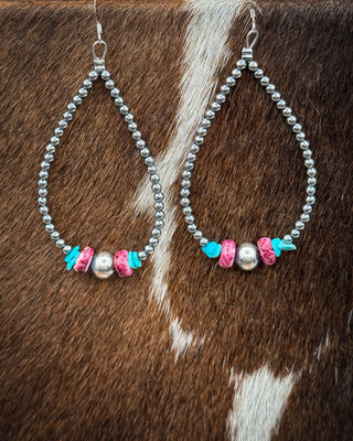 Violet Confetti Spiny Oyster & Turquoise Teardrop Earrings