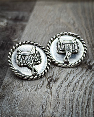 Lucky Saddle Medallion Fashion Stud Earrings