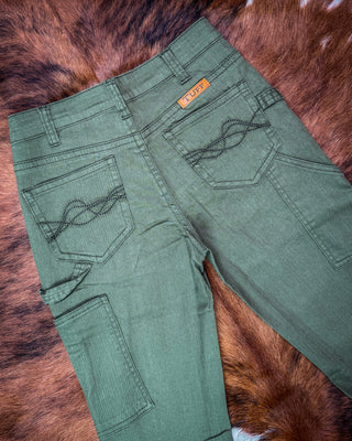 Carpenter Trouser Jeans in Army Green by Cowgirl Tuff