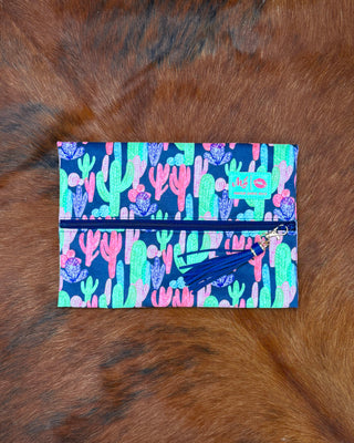 Pastel Cactus Velvet Makeup Bag by Makeup Junkie Bags
