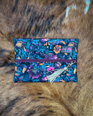 Jewel Printed Velvet Makeup Bag by Makeup Junkie Bags