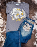 Honky Tonk Eagle Distressed Graphic Tee - Faded Black