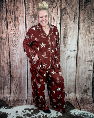 Western Nights Luxe PJ Set in Desert Rose